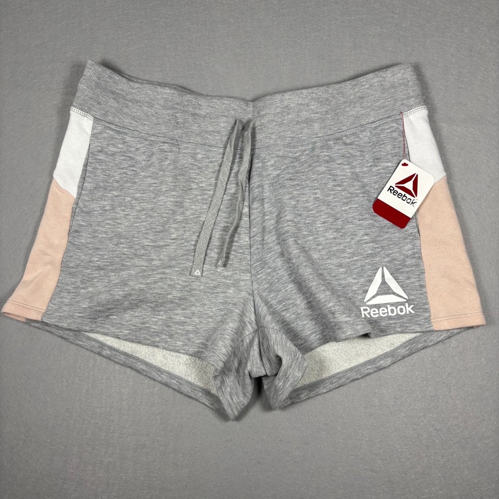 New Reebok Shorts Women's Size XL Gray Pink White Relaxed Short Casual Comfy NWT